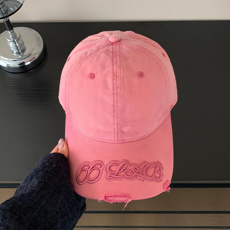 

Niche street trendy brand retro washed old cap female couple big head circumference baseball cap male face small adult average size розовый