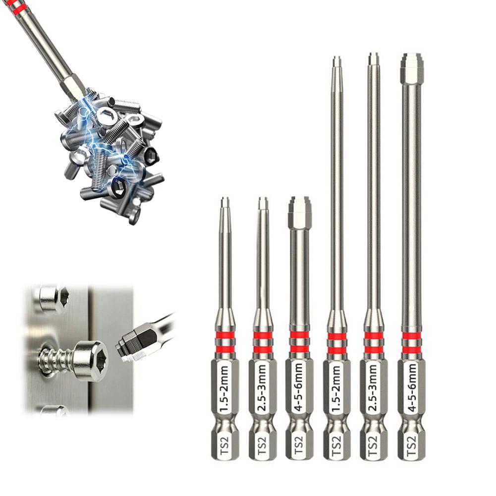 6Pcs/Set Screwdriver Bits Set Strong Magnetic Electric Screwdriver Bits High-Strength Magnetic Multi-Size Driver Bits