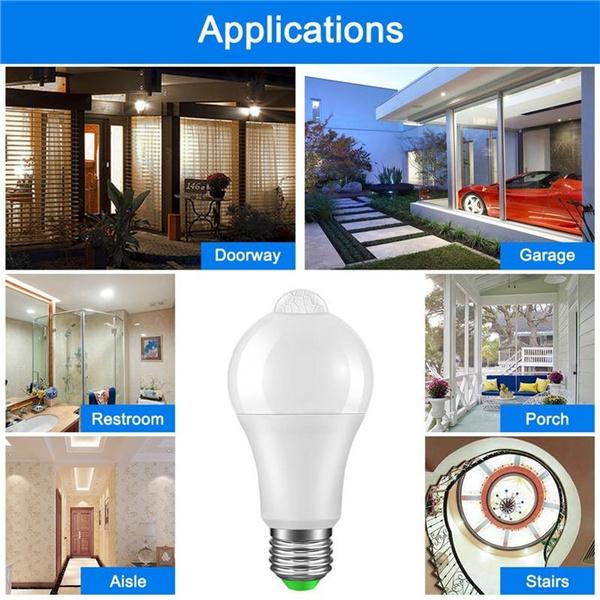 3PCS IP42 LED Motion Sensor 10W E27 Bulb Auto Smart Infrared Body Lamp Dusk Light at Sunrise Light Bulb Day and Night Light With Motion Sensor Light