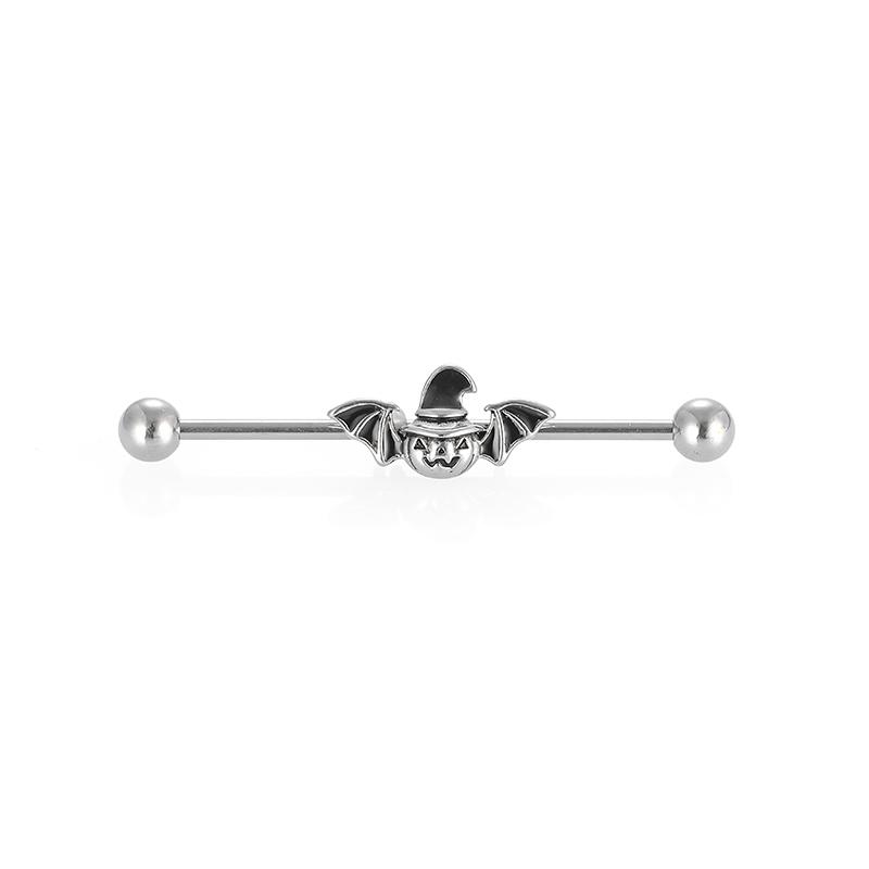 YW 16G Stainless Steel Skull Bat Industrial Barbell Ear Piercing Ear Tragus Helixe Body Jewelry