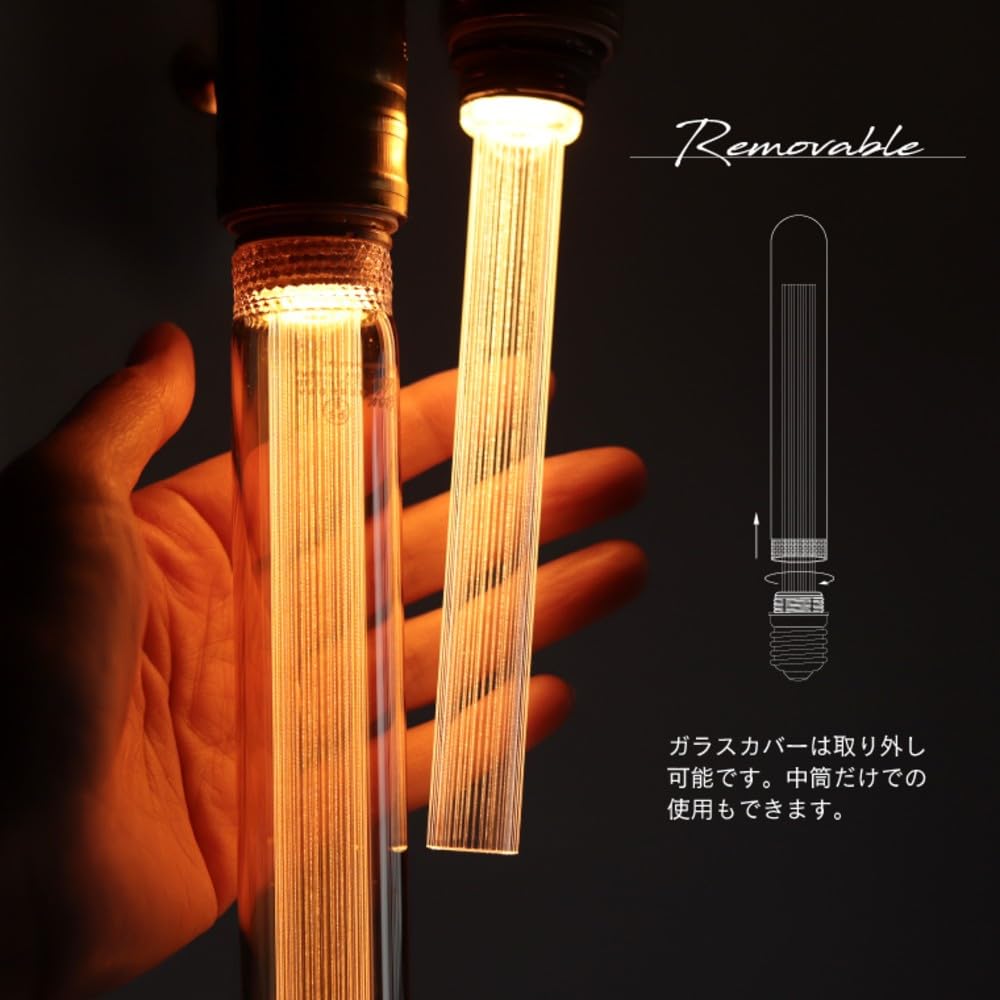 E26 Edison Bulb LED Light Bulb Modern (Long Gray) Nostalgia 10W Equivalent 2200K Dimmable Warm White Bare Bulb Edison Bulb Retro Lighting Dim