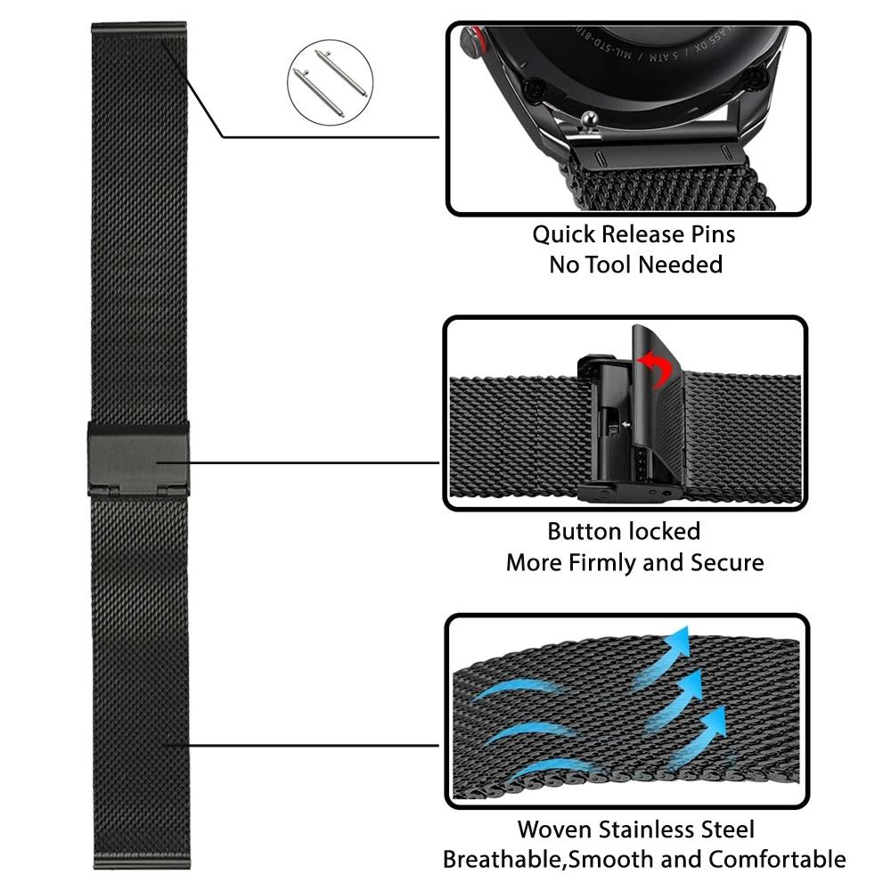 22mm Metal Milanese Watchband For Realme Watch 5/Realme S2 S S Pro Stainless Steel Replacement Strap For Realme 2 2 Pro/3 3 Pro