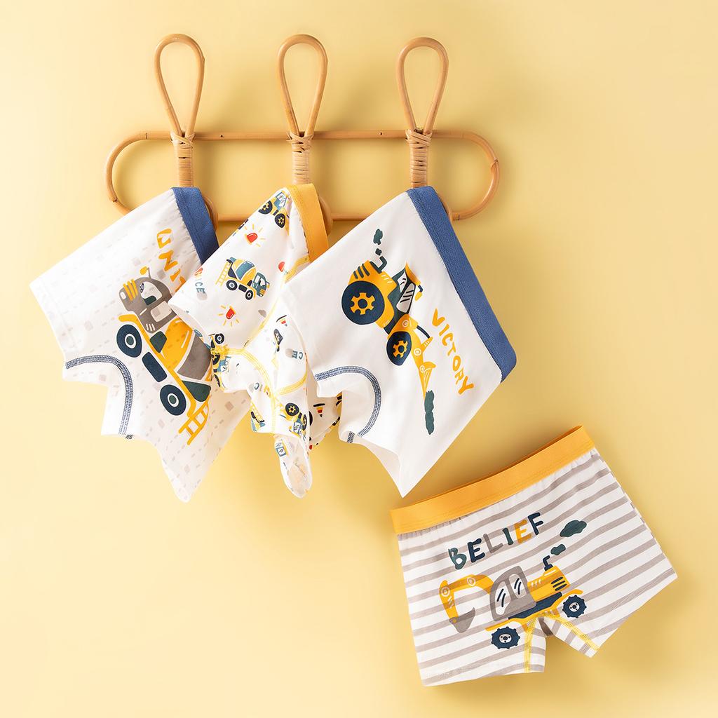 4 PEZZI Boxer da Ragazzo in Cotone Stampa Cartoni Animati Morbido Traspirante Vita Elastica Biancheria Intima per Bambini Piccoli