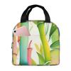 Bamboo Pattern Insulated Lunch Bag for Women Kids Portable Food Boxes Thermal Lunch Box Tote