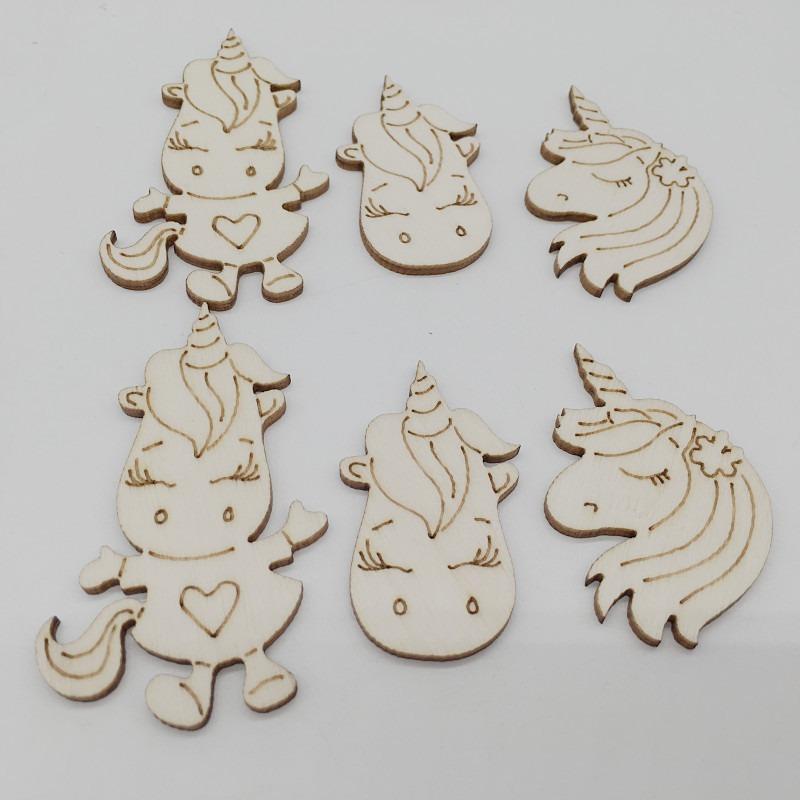 30pcs/lot Fairy Tales Theme Unfinished Wood Cutouts for Women Crown Princess Diamond Unicorn Butterfly Shape Wooden Crafts Decor