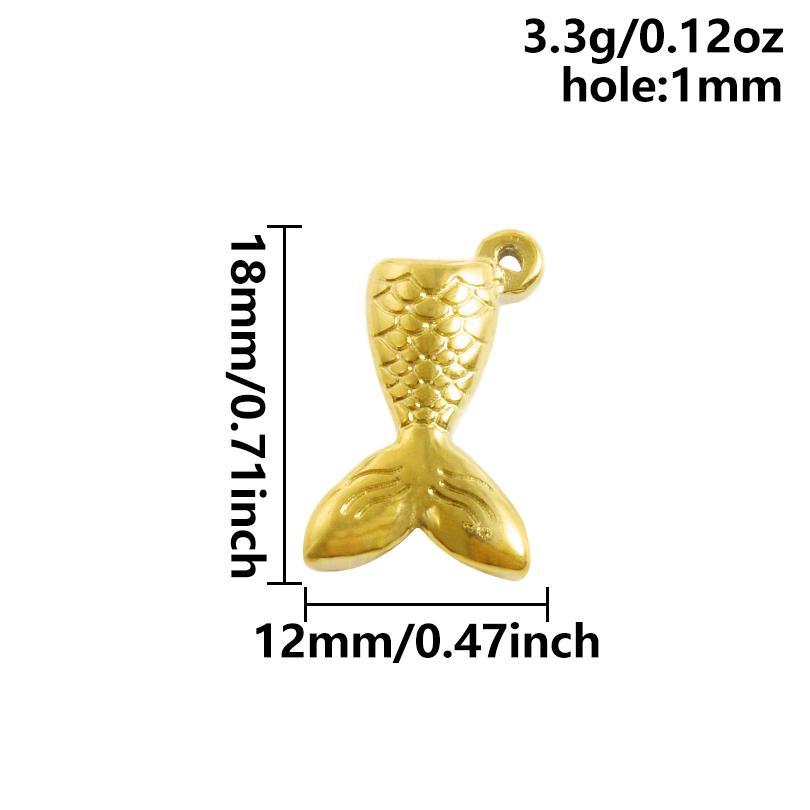 5pcs/Lot Gold Color Vintage Fashion Stainless Steel Fish Pendants For Jewelry Making Supplies Animal Charm Oil Dripping Pendant