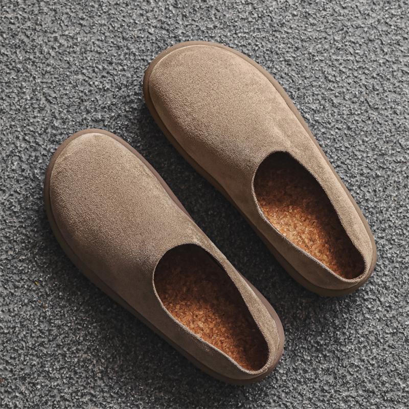 Fashion Fashion Slippers for Men Classic Suede Men Mules Shoes Leather Potato Shoes Handmade Beach Slides Leisure Walk Male Lazy Flats