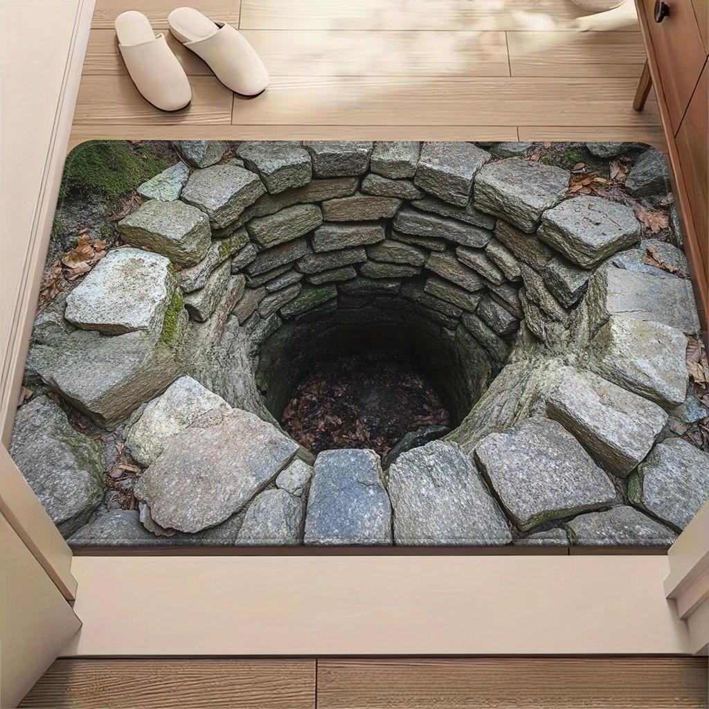 3d Waterfall Optical Illusion Floor Mat With Polyester Material For Home Entrance Use
