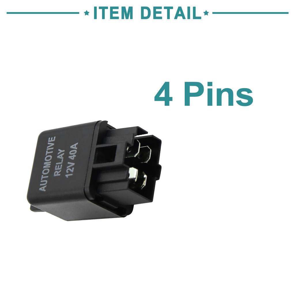ACROPIX Car Fuse Relay Switch Power Supply with Harness JD-2912 4 Pin DC 40A Black 4pcs