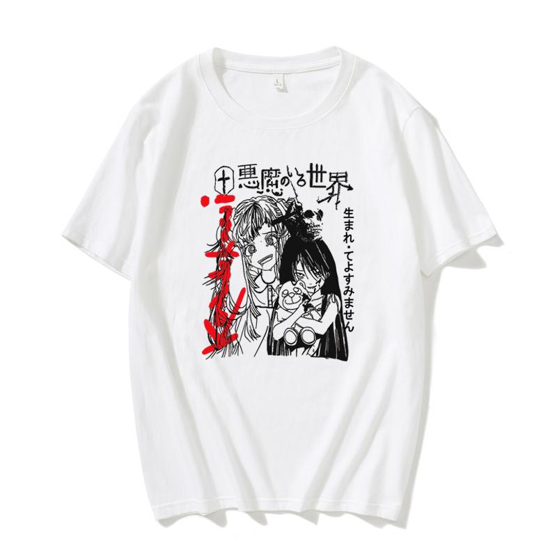 Japonský Démon Anime Punk Goth Tričko Volné Streetwear Harajuku Letní Móda Dámské Ležérní Estetické Kreslené