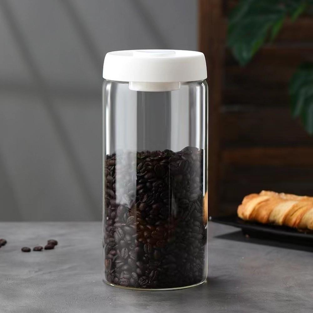 Press Type Coffee Bean Storage Jar Manual Glass Coffee Jar Vacuum Sealed Jar Home Use