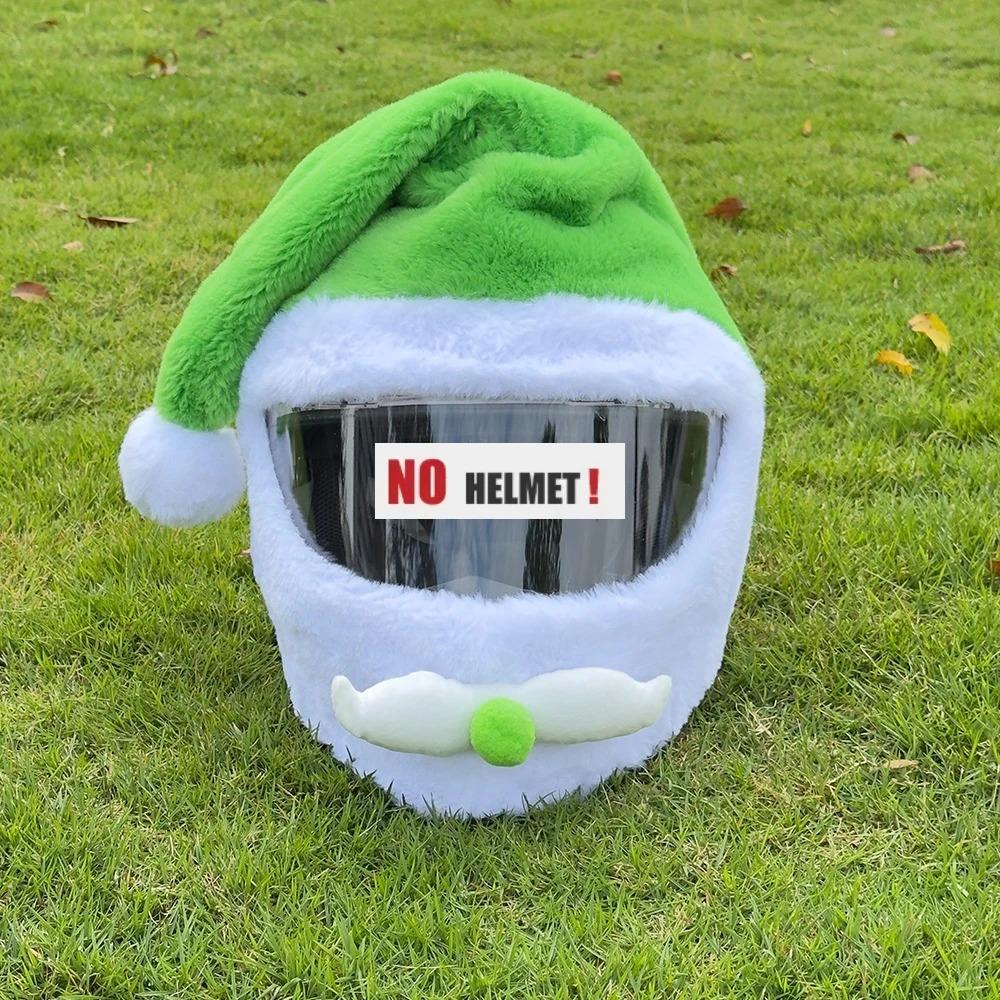 Universal Motorcycle Christmas Helmet Cover Cartoon Elk Santa Claus Fluffy Plush Set Christmas Cosplay Splicing Head Cover Helmet Communication 7