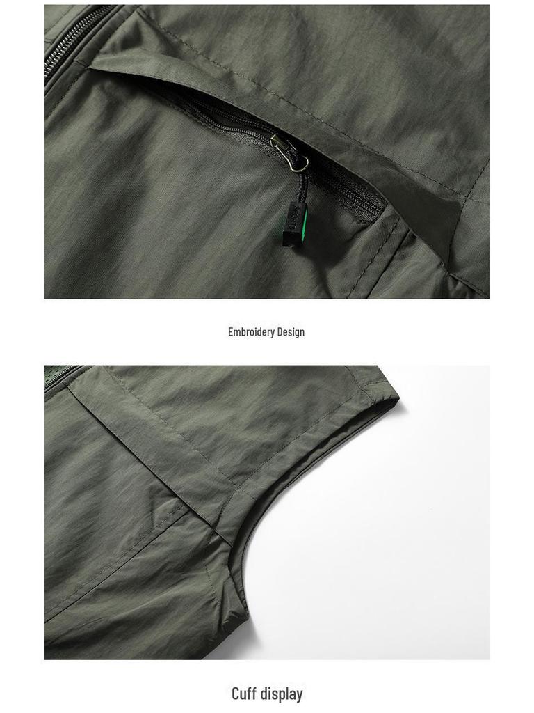 Herr Vår/Höst 2024 Lätt Väst med Fickor för Medelålders och Äldre