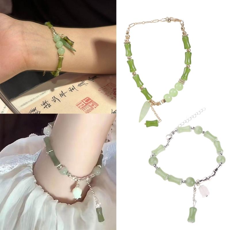 Chinese Style Simulated Bamboo Bracelet Bamboo Joint Bracelet Charm Bracelet Resin Material Wrist Jewelry for Daily Wear