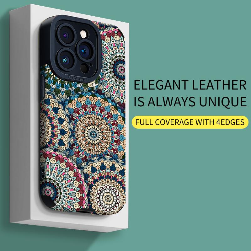 Vertical Grain Leather Shell Fashion Printed Patterned Soft Silicone Case with Camera Lens Full Protection for iPhone