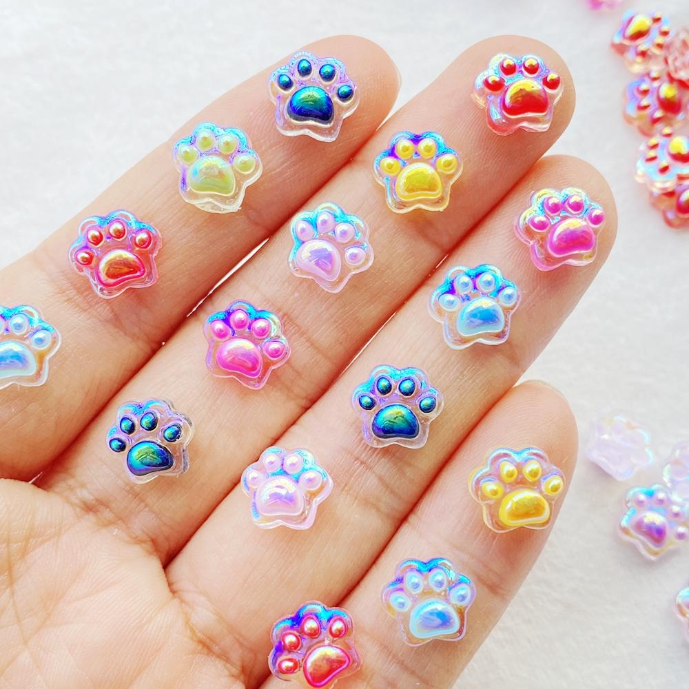 50Pcs Cute Cartoon Mini Colorful Cat Claws Series Nail Art Resin Designer Charms DIY Craft For Nail 3D Decorations Jewelry