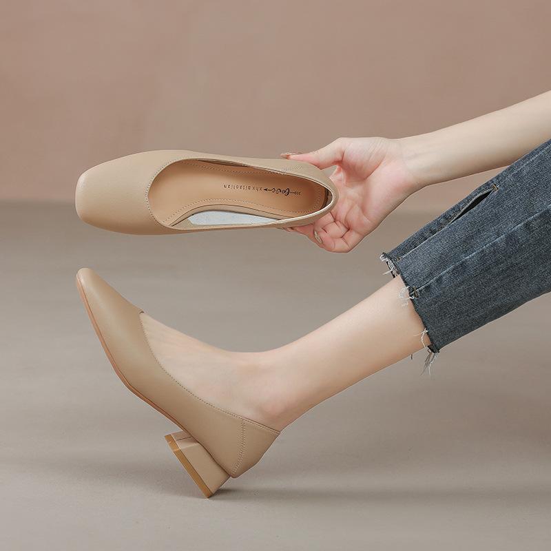 

Leather flat for Huizhou women s shoes grape mother same black Mary Jane shoes thick heel new high heels women 40 хакі