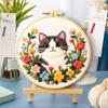 DIY Embroidery Kit Cat Needlework Craft Sewing Supplies Flower Sewing Kits Gifts