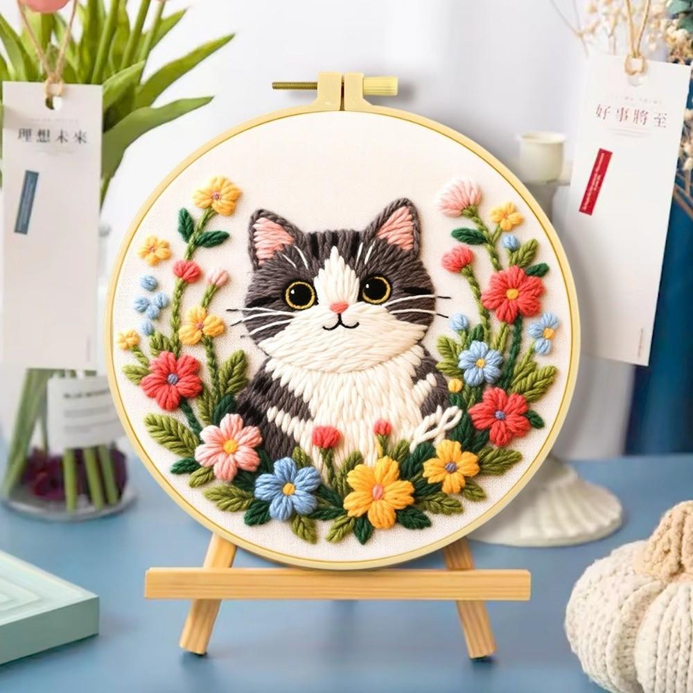 DIY Embroidery Kit Colorful Needlework Craft Animal Embroidery Flower Sewing Kits Beginners