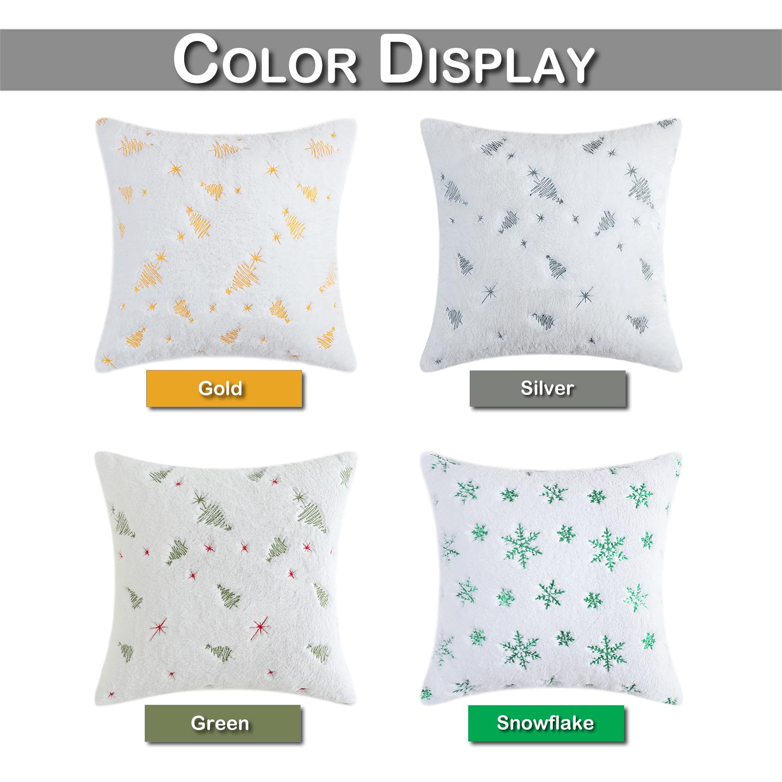 

Square Throw Pillow Cases Shaggy Plush Pillow Covers Sofa Decorative Christmas Tree Embroidered Sequin Sofa Cushion Covers Party