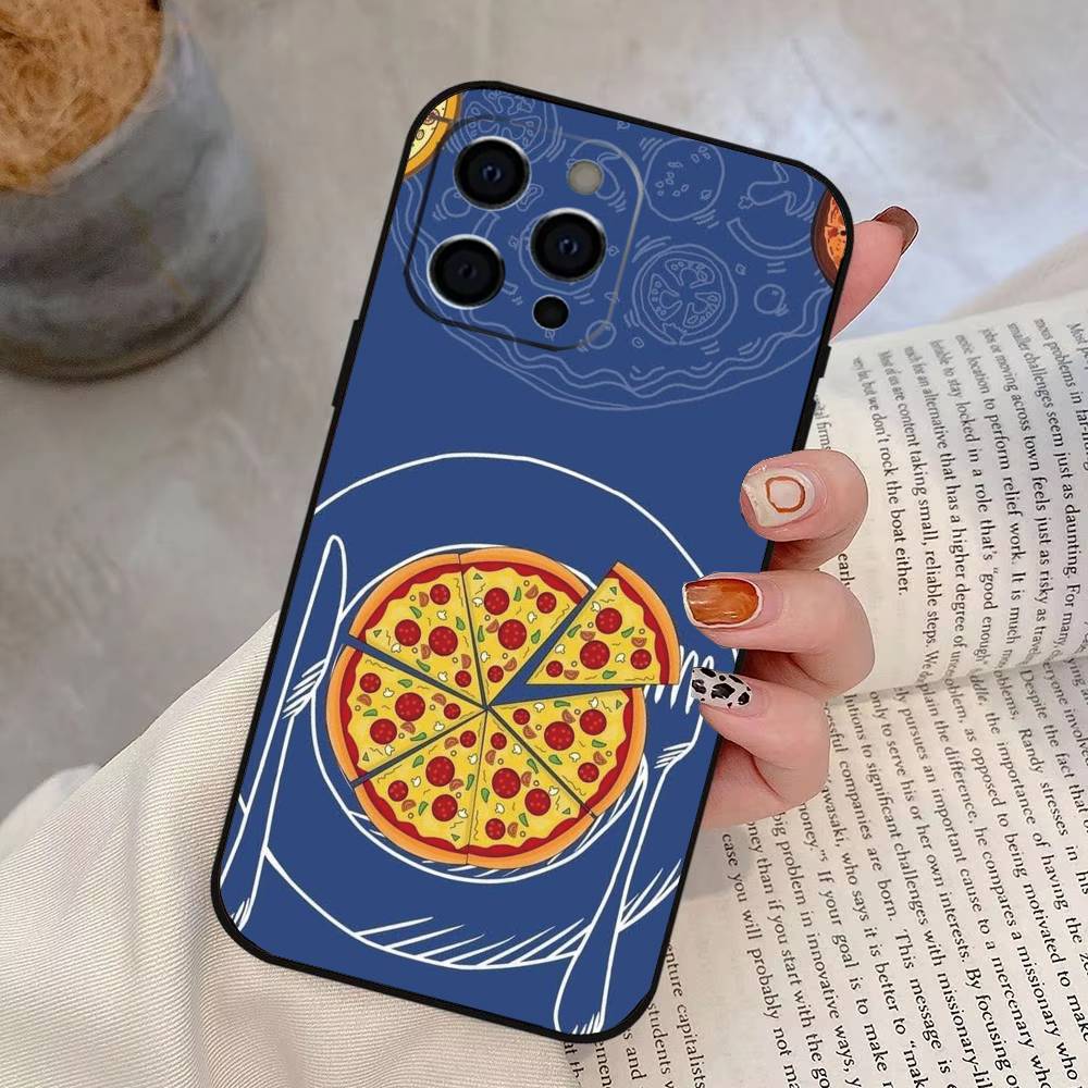 pizza Phone Case For iPhone 17, 16,15,14,13,12,11 Plus,Pro Max, Others Soft Black Cover