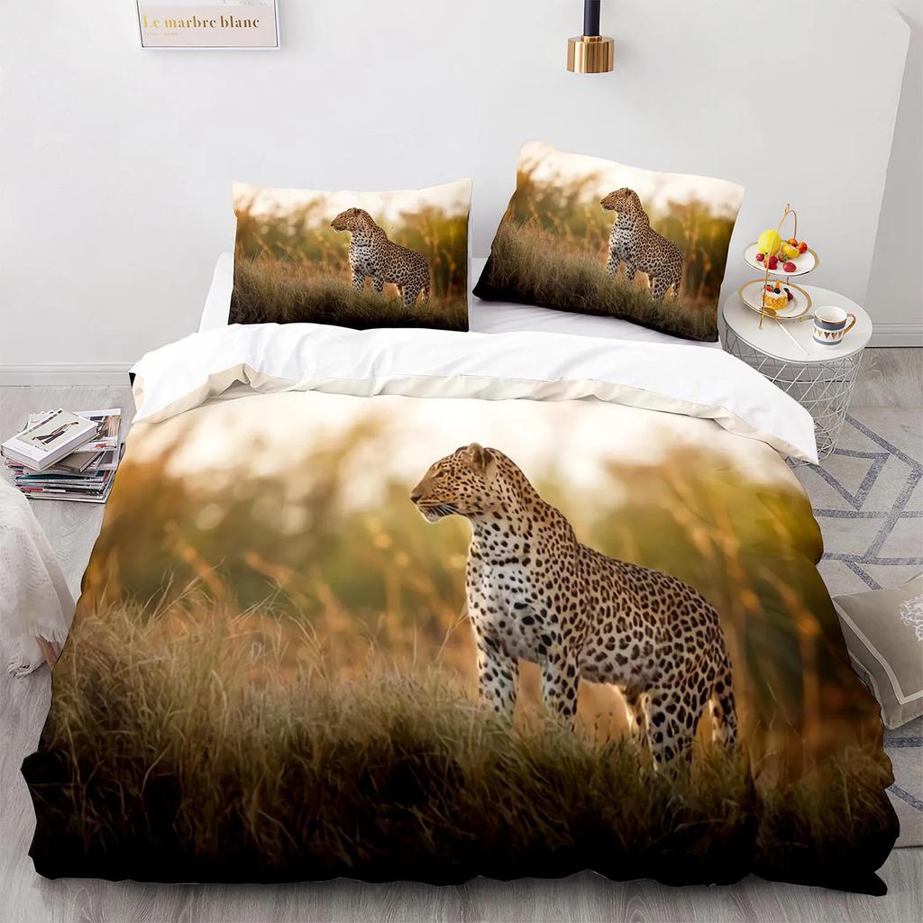 Leopard Duvet Cover King Queen Size Black Panther Bedding Set For Teens Boys Men Cheetah Quilt Cover Wild Animal Comforter Cover