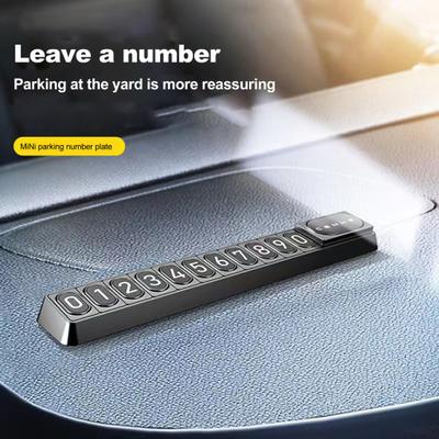 Targa per parcheggio auto con cursore adesivo Supporto per cruscotto luminoso notturno Universale temporaneo per auto Numero di telefono Accessori per auto