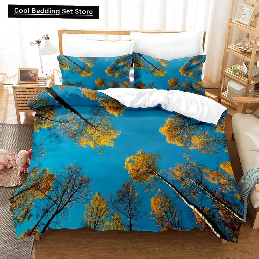 Comforter Natural Landscape Blue Sky Lawn Flower Double Queen King Size 2/3Pcs Polyester For Kids Teens Adults