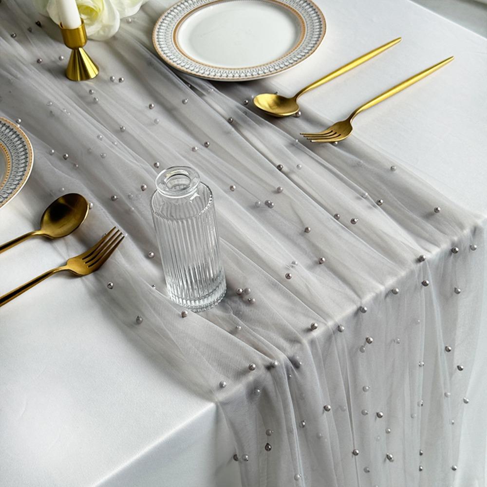 Bohemian Party Tablecloth 75x300CM Table Cloth Outdoor Pearl Table Runner  Dessert Table Decor