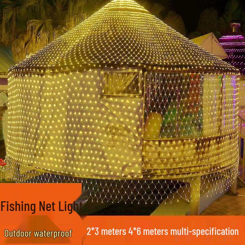 Outdoor LED Fishing Net Lights, Waterproof Starry Sky Mesh for Courtyard, Lawn, and Tree Decoration
