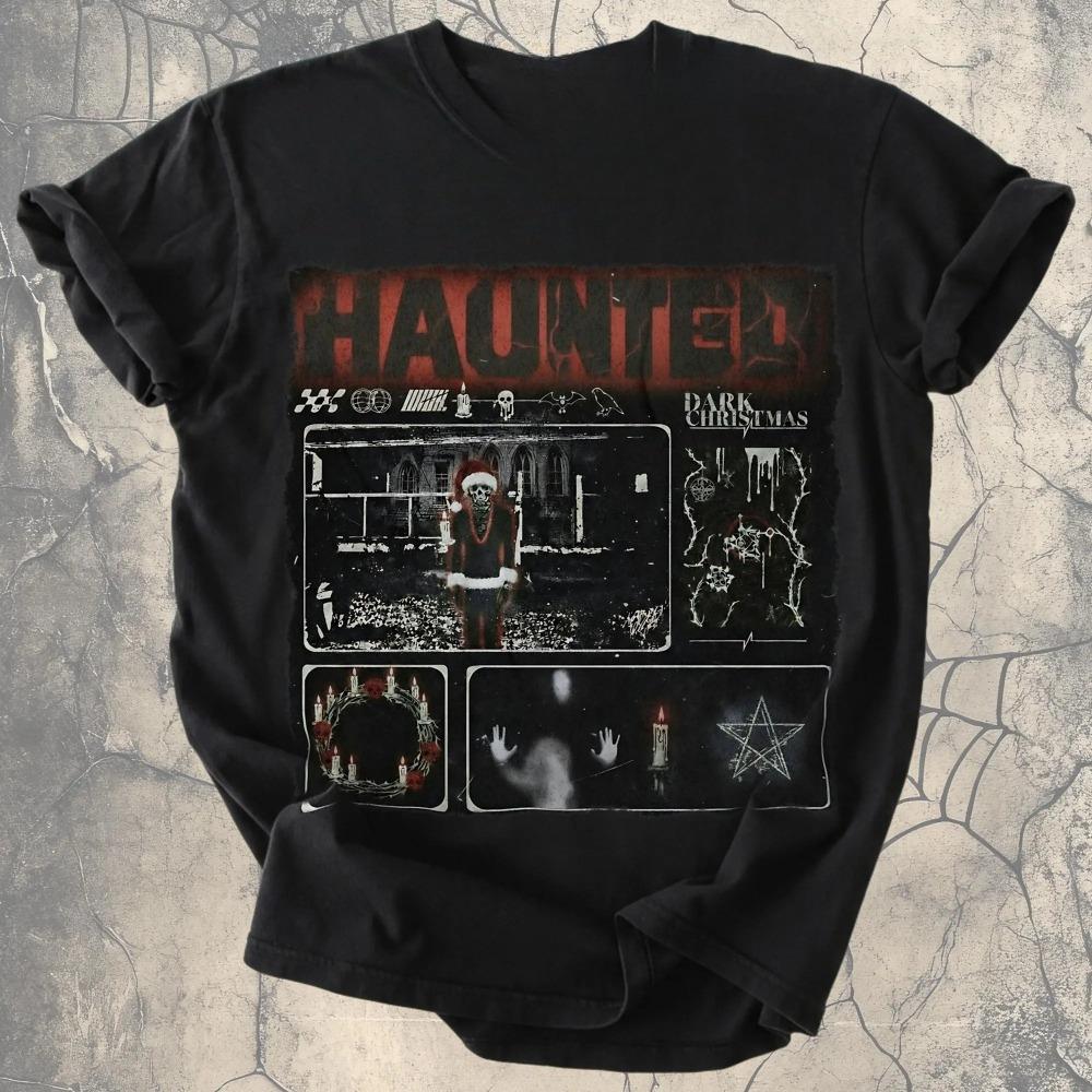

Horror movie retro Christmas shirt gothic lovers haunted holiday Tshirt unisex pure cotton streetwear shirts for Women S