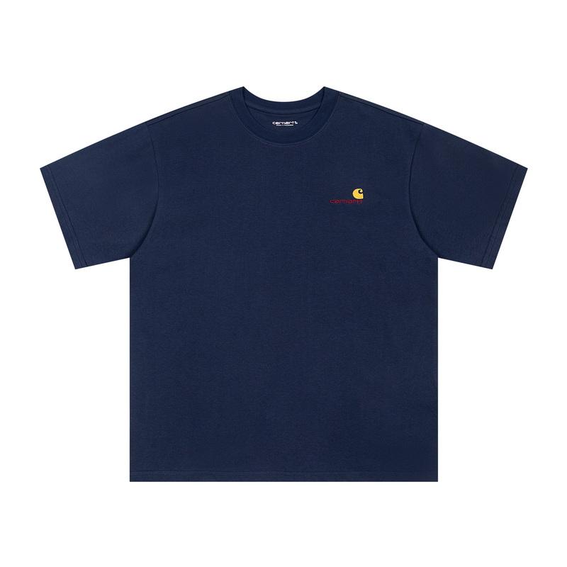 

Carhartt Classic Embroidered Logo English Combination Men s and Women s Summer Cotton Loose Round Neck T-shirt M темно-синього кольору
