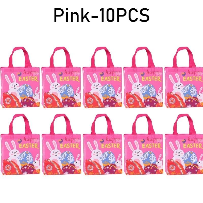 1-10PCS Easter Non Woven Tote BagDurable Dustproof Moistureproof Foldable GiftShopping Bag BunnyEgg Print Retail Merchandise Bag