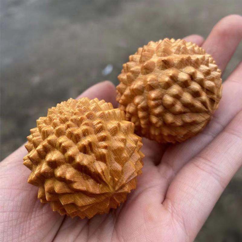 Spielzeug Holz Massageball Paar Durian-förmig Handroller Sensorisch Autismus ADHS Angst Stressabbau Geschenke für Erwachsene Jugendliche