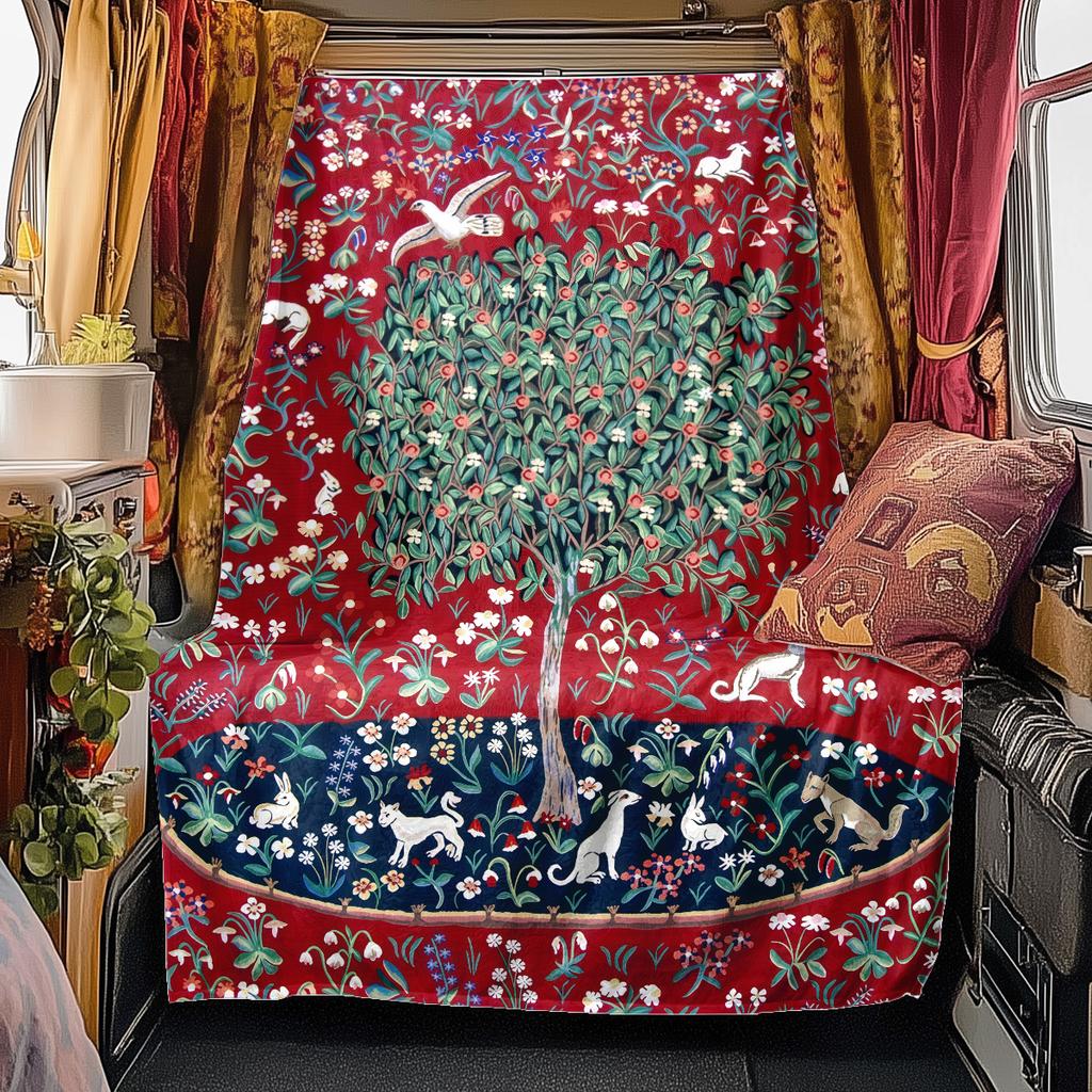 1pc Tree of Life in Medieval Belgium blanket, al season lightweigh Poster blanket home office outdoor nap multifunc Poster blanketional blanket