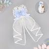 Elegant Ribbon Hair Clip Headpiece With Lace Ruffle Trim Design For Women And Girl Anime Event Gathering Hair Ornament