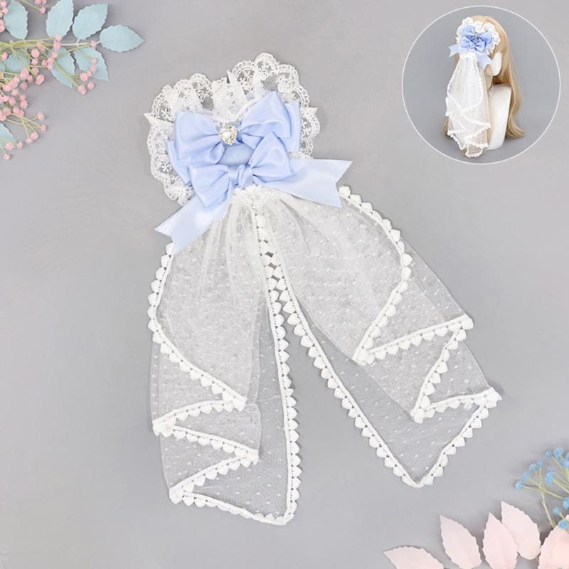 Elegant Ribbon Hair Clip Headpiece With Lace Ruffle Trim Design For Women And Girl Anime Event Gathering Hair Ornament