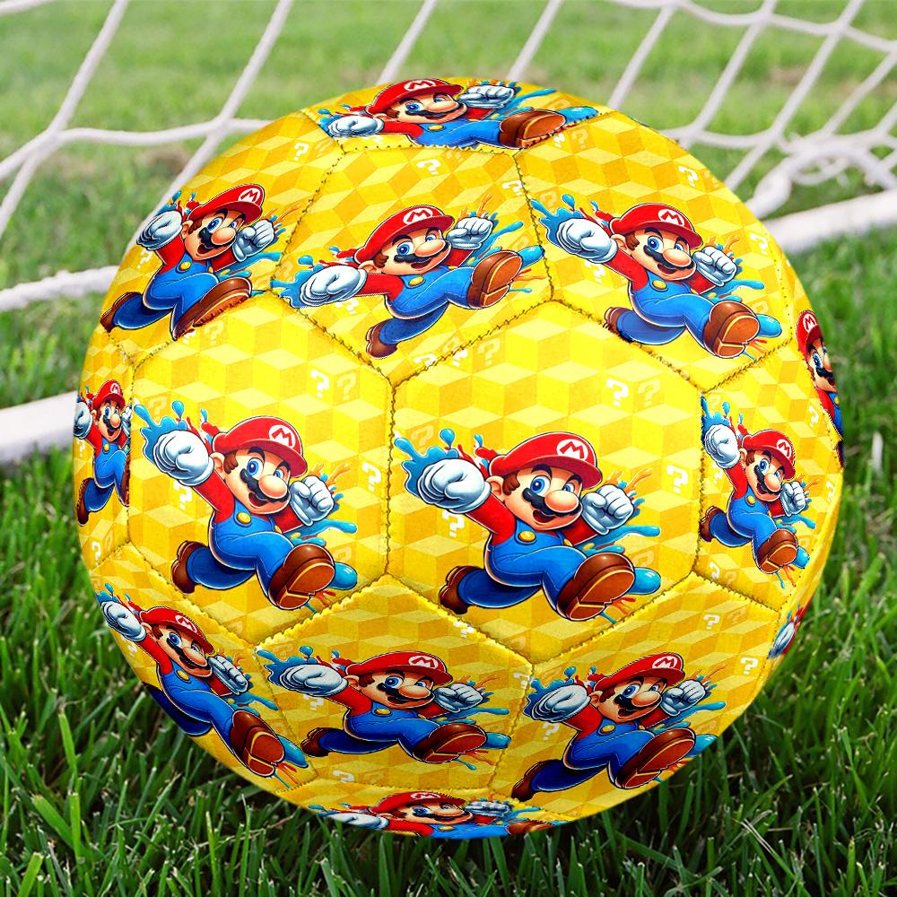 Super Mario Print Size 5 Soccer Ball, Standard Match Football for Sports Game and Team Practice, Ideal Gift for Soccer Fans