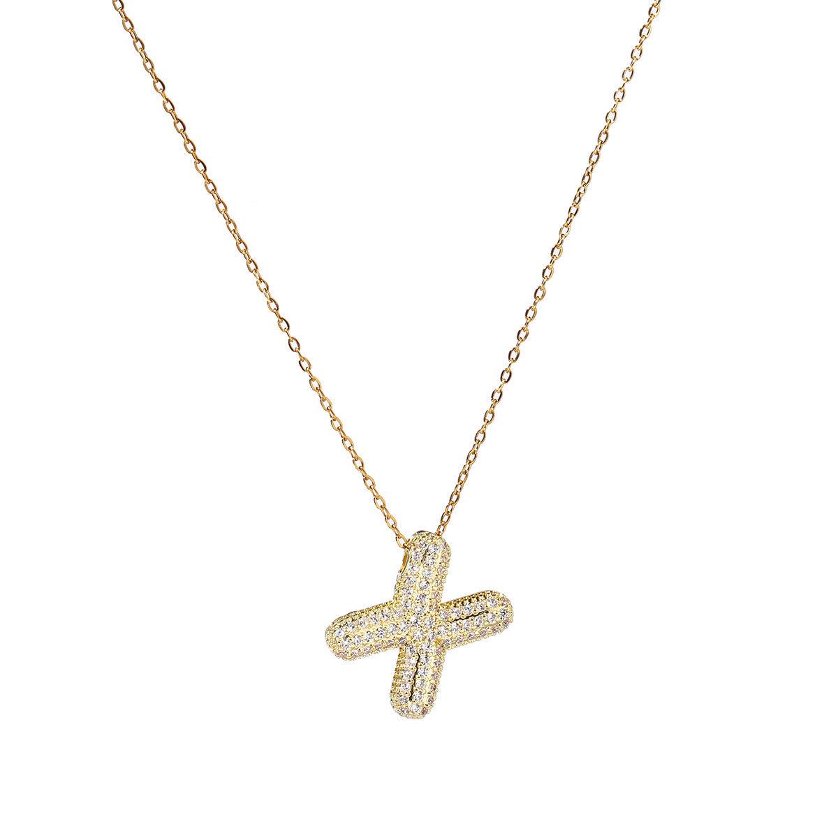 Minimalist A-Z Pendant Necklace: Simple Gemstone Copper Zircon with Snake Bone Chain