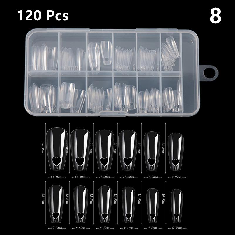 Artificial Fingertip Capsules for Nail Extension Luxury Almond French Coffin False Nail Tips Soft Gel Semi-matte Full Cover