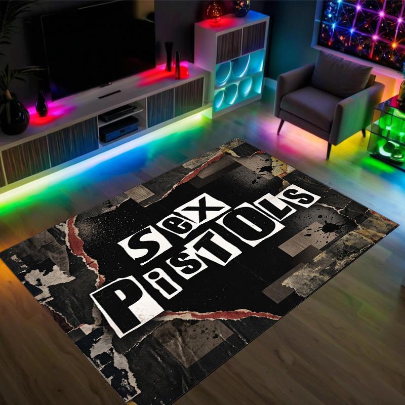 Sex Pistols Design Crystal Velvet Carpet Cozy Non?Slip Printed Rug For Bedroom Living Room Entrance