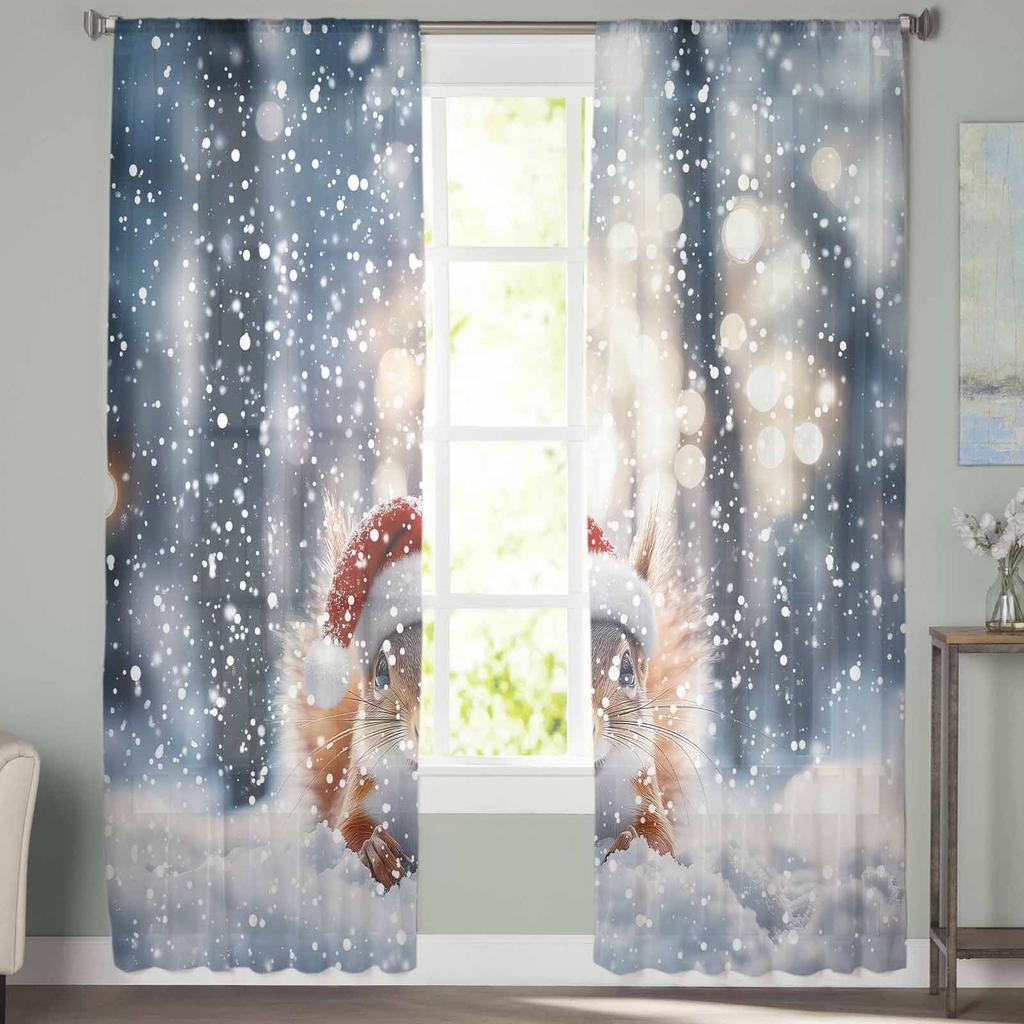 Weihnachten und Winter Schneeflocken Vorhänge für Wohnzimmer Schlafzimmer Home Dekoration Fenster Voile Tüll Vorhang Vorhänge