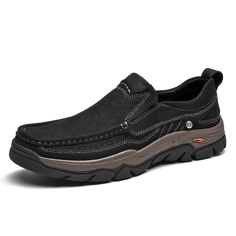 Men s Large Leather Outdoor Hiking Shoes with Thick Sole 39