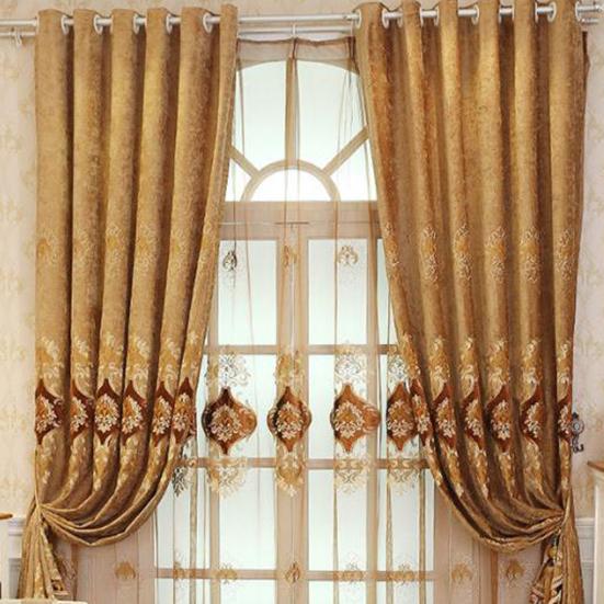 2PCS European-style Chenille Embroidered Thickening Blackout Curtains High-grade Living Room Bedroom Balcony Floor-to-ceiling Windows Nordic Curtains
