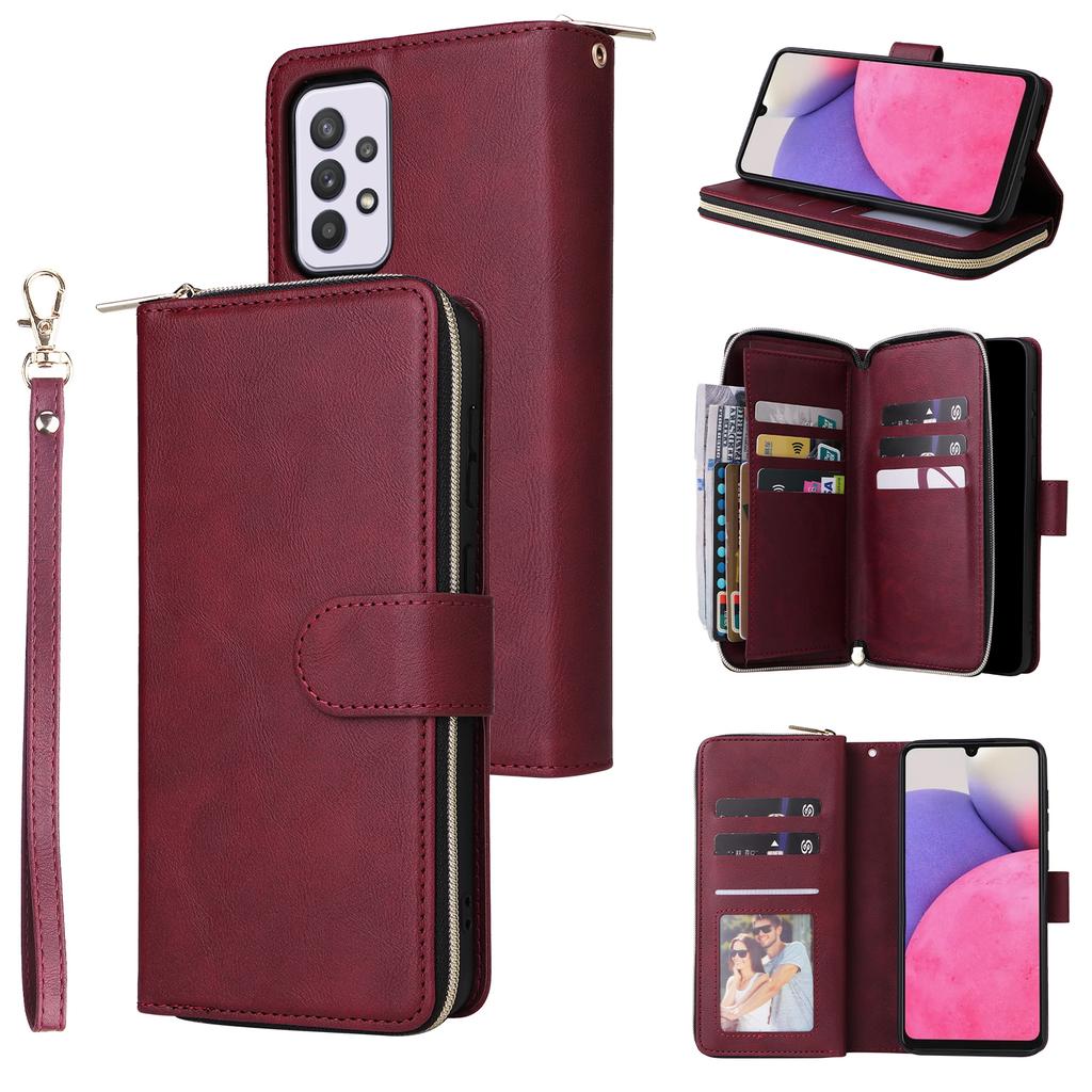 For Samsung Galaxy A33 5G Zipper Wallet Case Card Slots Leather Phone Cover
