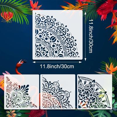 Wiederverwendbares Mandala-Schablonen-Set - Mehrflächen-Malvorlage für Wanddekoration, Möbel, Leinwand, Kunst- und Bastelprojekte