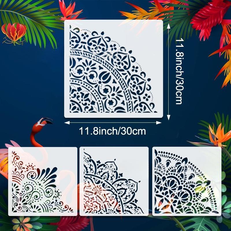 Reusable Mandala Stencil Kit - Multi-Surface Painting Template for Wall Decor Furniture Canvas Art & Craft Projects