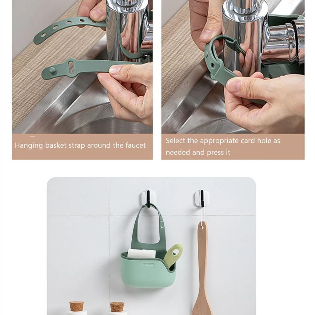 Home Storage Drain Basket Kitchen Sink Holder Adjustable Soap Sponge Shlf Hanging Drain Basket Bag Kitchen Accessories