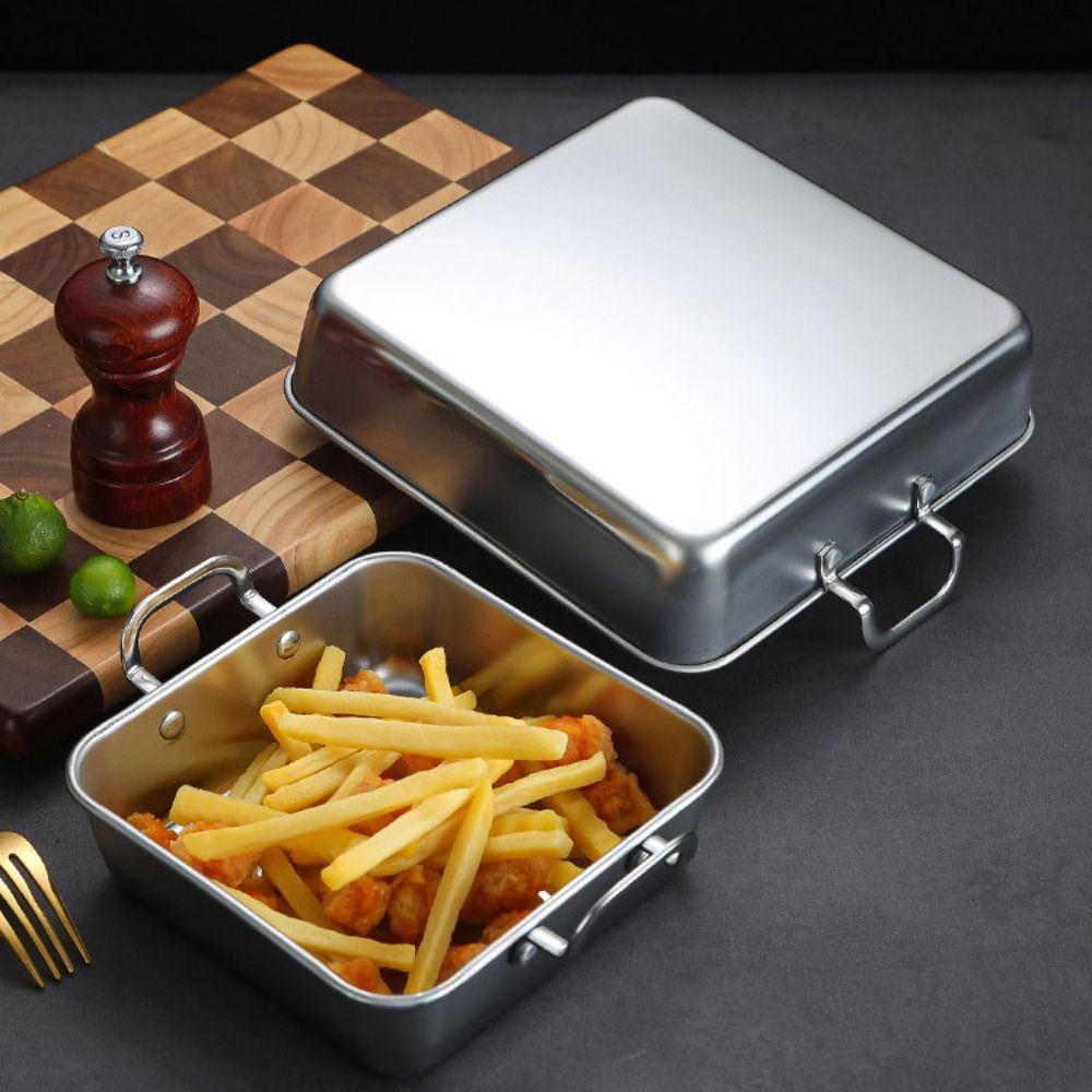 Binauraler Griff Tiramisu Tablett Koreanische BBQ Platte Quadratische Serviertabletts für Speisen Gebratenes Hähnchen