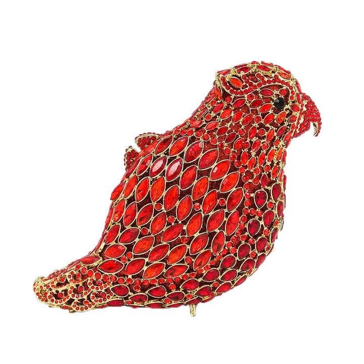 

Boutique De FGG 3D Parrot Shape Women Gold Crystal Clutch Evening Purses and Handbags Ladies Formal Dinner Party Clutch Bag